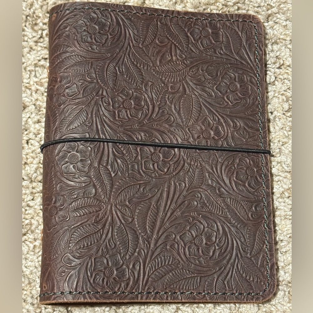 Embossed Brown Leather Personal/B6 Journal/planner
